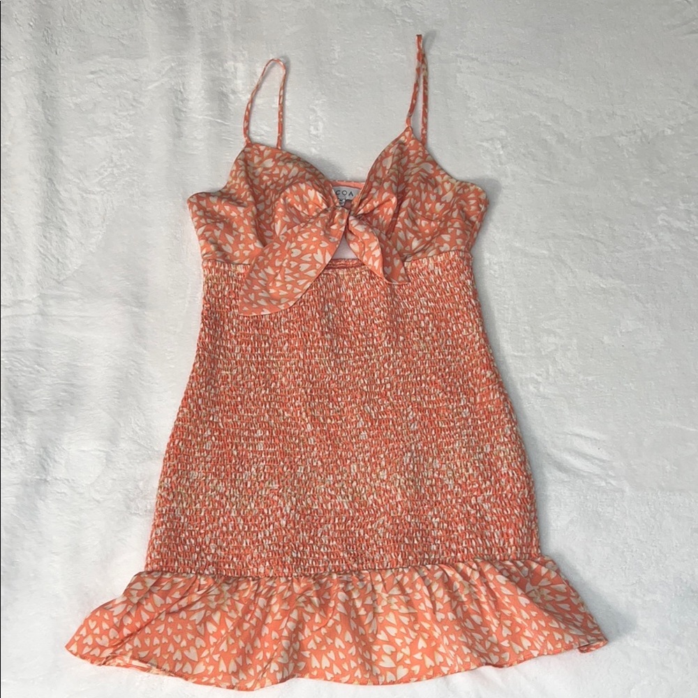 ACOA peach colored heart Patterned Dress
